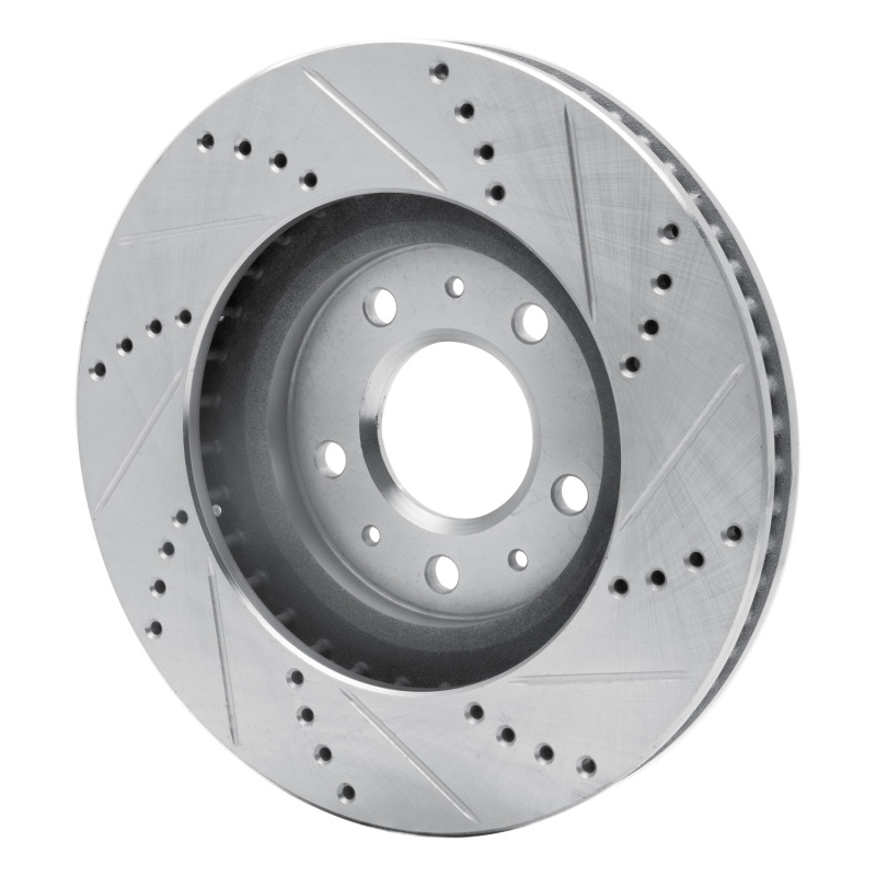 Cadillac CTS Brake Rotor (1) - Front Left - R1 Concepts - Drill & Slot - Silver - `03-`07